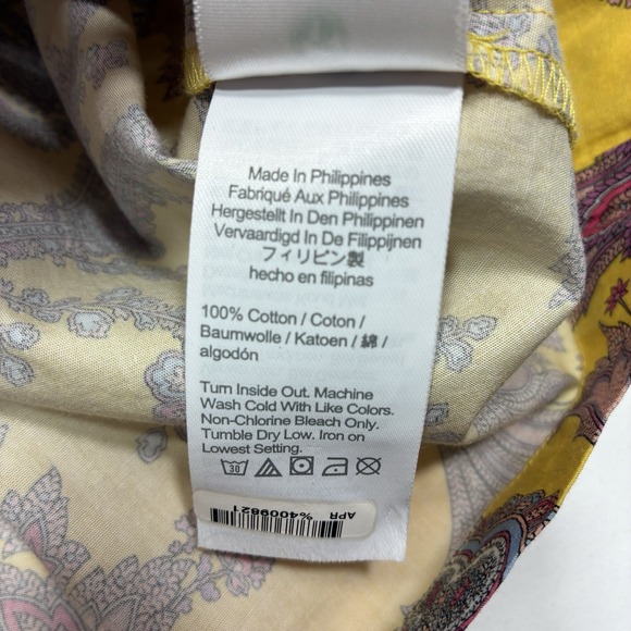 J Crew Collection Women L Top Tie-Neck Cotton Poplin Ratti Golden Paisley Casual - Picture 8 of 13